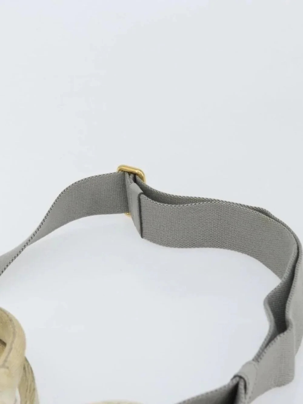 PRADA Canapa PM Hand Bag Canvas 2way Gray Gold Auth ti3731 - Picture 11 of 16